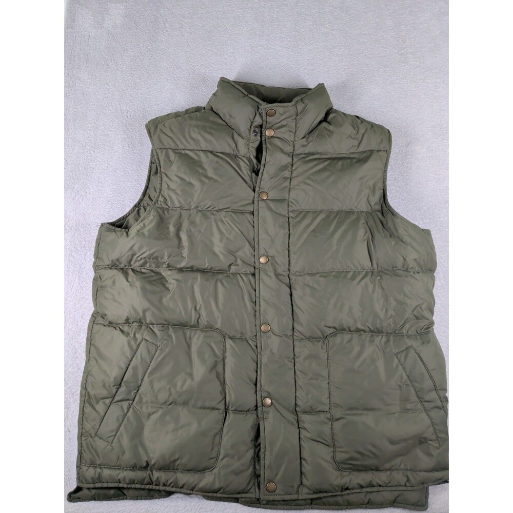 Lands' End Quilted Puffer Vest Men's Large 42-44 Green Down Feather Insulated